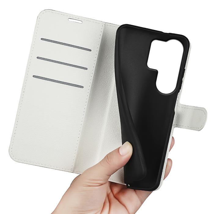 Bild 4, Samsung Galaxy S26 Ultra Fodral Litchi Läder Vit