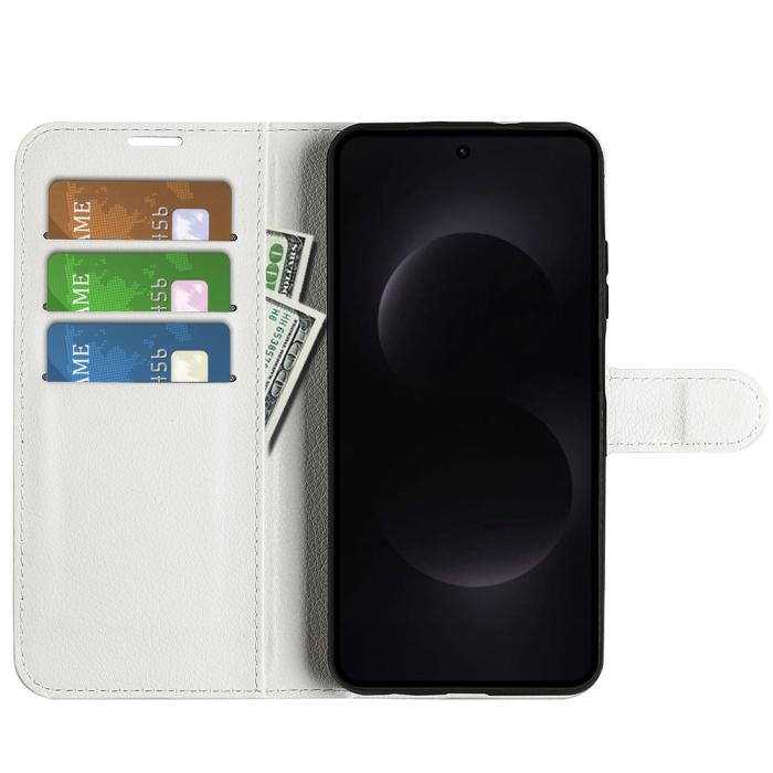 Bild 5, Samsung Galaxy S26 Ultra Fodral Litchi Läder Vit