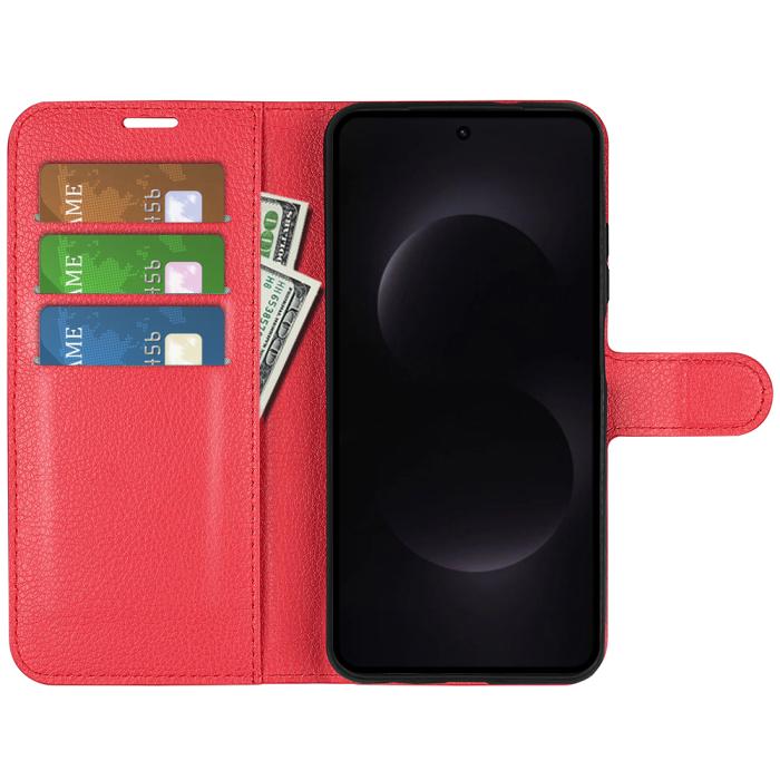 Bild 5, Samsung Galaxy S26 Ultra Fodral Litchi Läder Röd