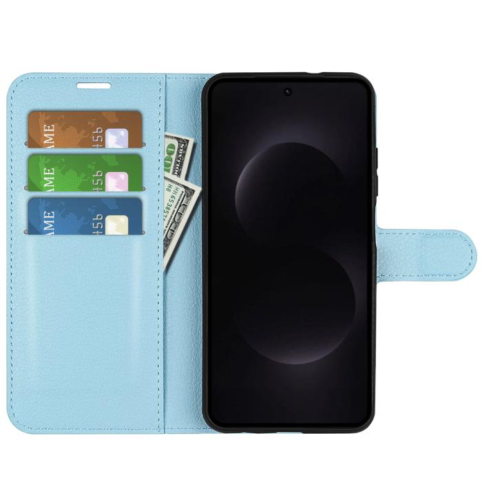 Bild 5, Samsung Galaxy S26 Ultra Fodral Litchi Läder Blå