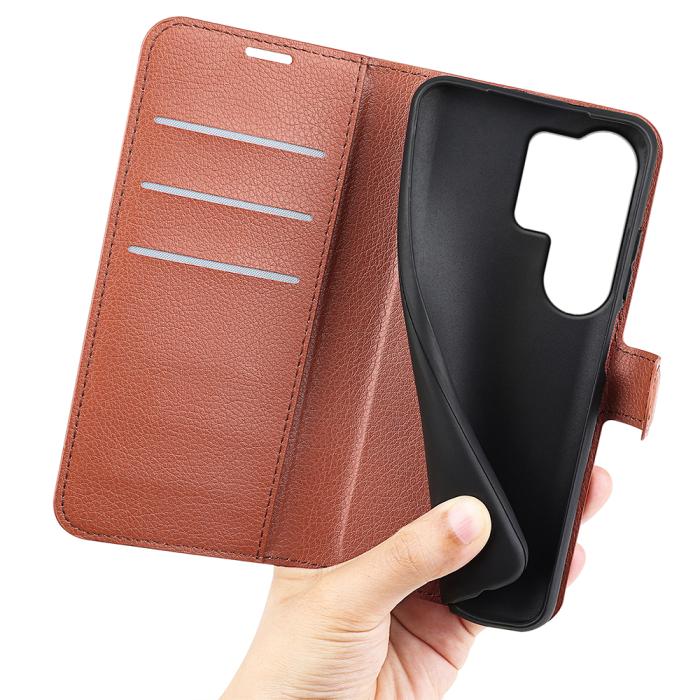 Bild 4, Samsung Galaxy S26 Ultra Fodral Litchi Läder Brun