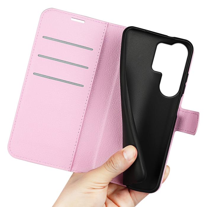 Bild 4, Samsung Galaxy S26 Ultra Fodral Litchi Läder Ljus Rosa