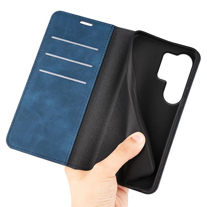 Bild 4, Samsung Galaxy S26 Ultra Fodral Flip Skin Touch Läder Blå