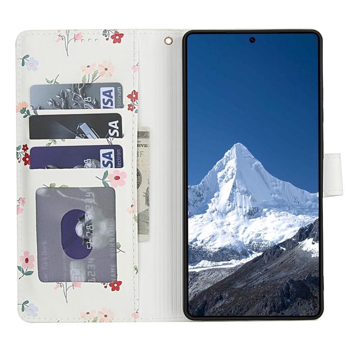 Bild 2, Samsung Galaxy S26 Ultra Fodral Rhombus Läder Blommor Vit