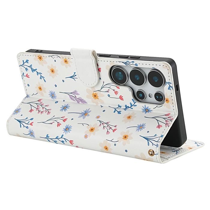 Bild 3, Samsung Galaxy S26 Ultra Fodral Rhombus Läder Blommor Vit