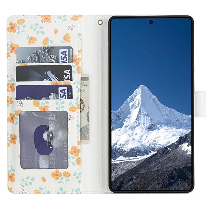 Bild 2, Samsung Galaxy S26 Ultra Fodral Rhombus Läder Blommor Vit