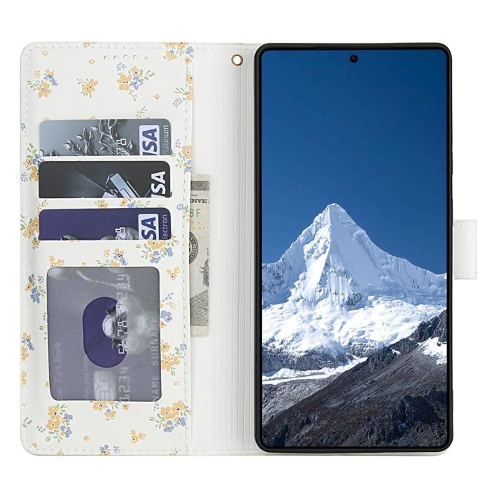 Bild 2, Samsung Galaxy S26 Ultra Fodral Rhombus Läder Blommor Vit