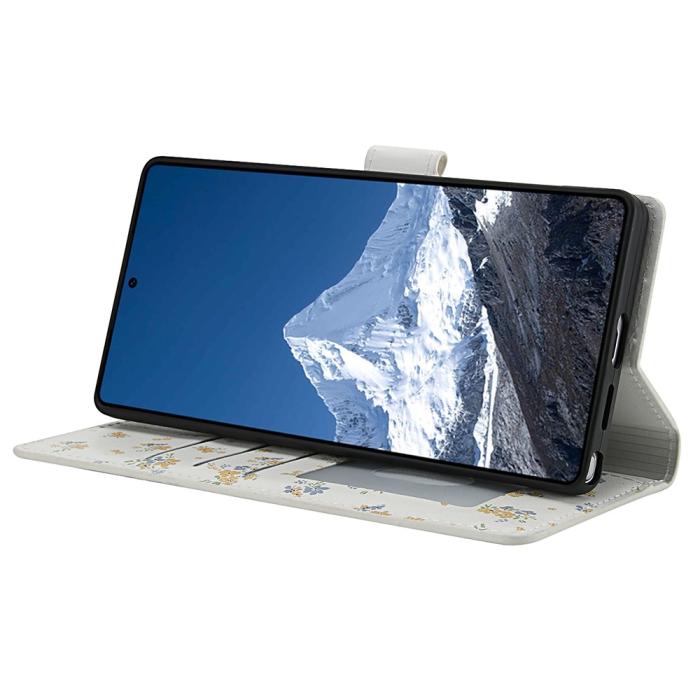 Bild 4, Samsung Galaxy S26 Ultra Fodral Rhombus Läder Blommor Vit