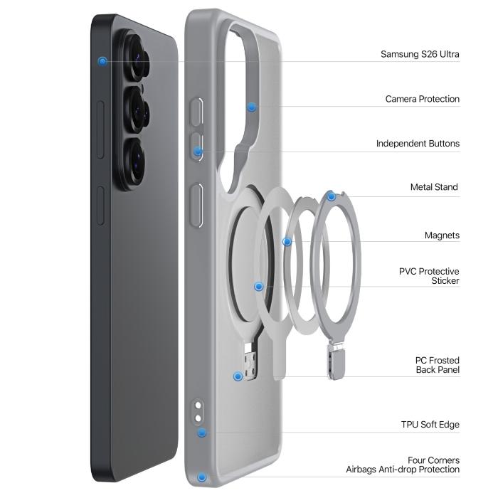 Bild 4, DUX DUCIS Galaxy S26 Ultra Skal MagSafe Kickstand Yind Series