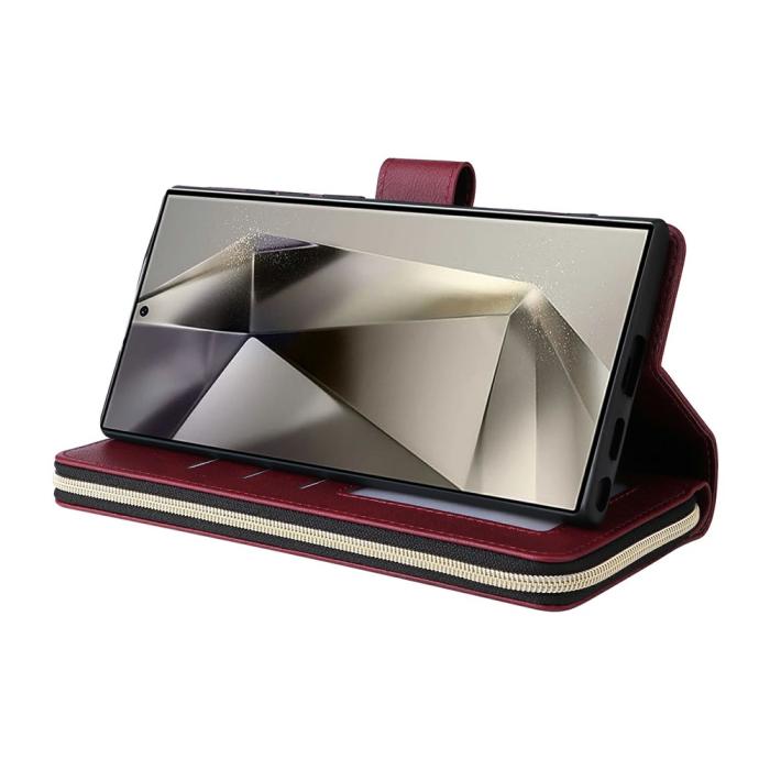 Bild 4, Samsung Galaxy S26 Ultra Fodral Multifuntionellt Läder Vinröd