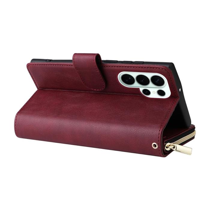 Bild 5, Samsung Galaxy S26 Ultra Fodral Multifuntionellt Läder Vinröd