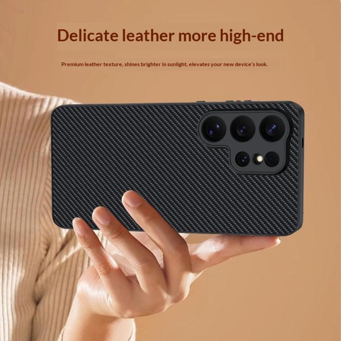 Bild 2, Samsung Galaxy S26 Ultra Skal Läder Kolfiber Textur Svart