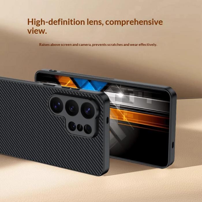 Bild 3, Samsung Galaxy S26 Ultra Skal Läder Kolfiber Textur Svart