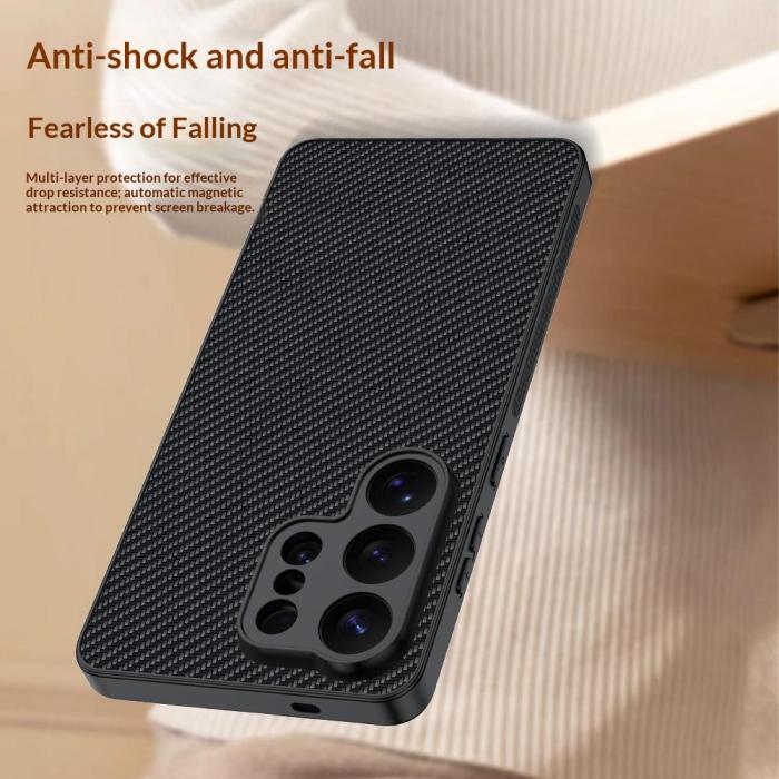 Bild 5, Samsung Galaxy S26 Ultra Skal Läder Kolfiber Textur Svart