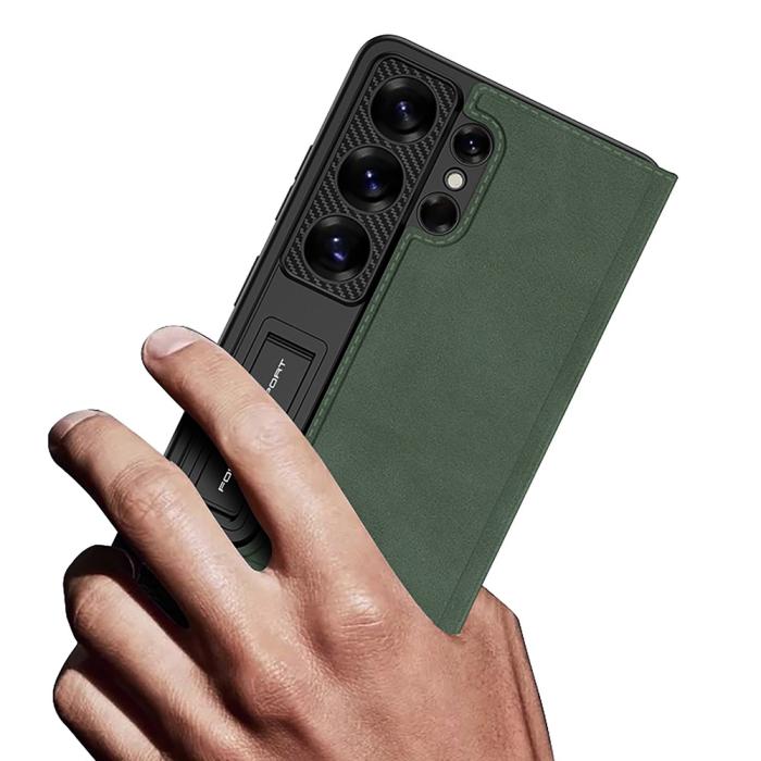 Bild 2, GKK Samsung Galaxy S26 Ultra Fodral Kickstand Läder Grön