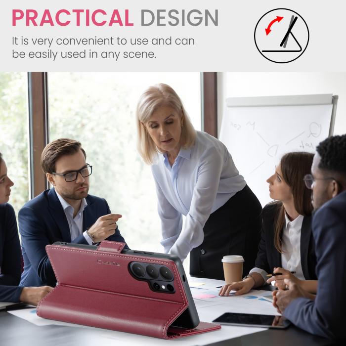 Bild 3, CASEME Samsung Galaxy S26 Ultra Fodral RFID Läder Röd