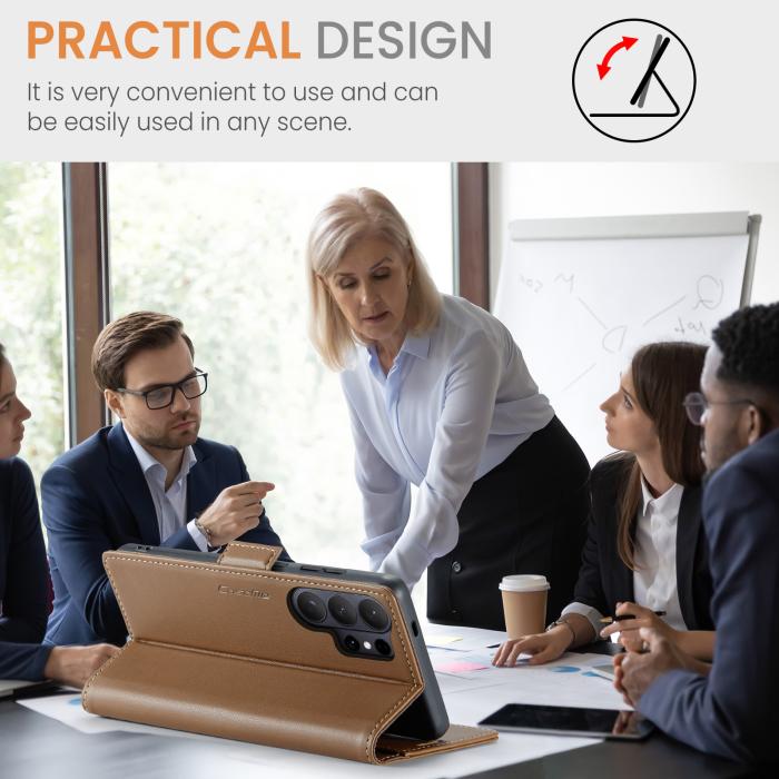 Bild 3, CASEME Samsung Galaxy S26 Ultra Fodral RFID Läder Brun