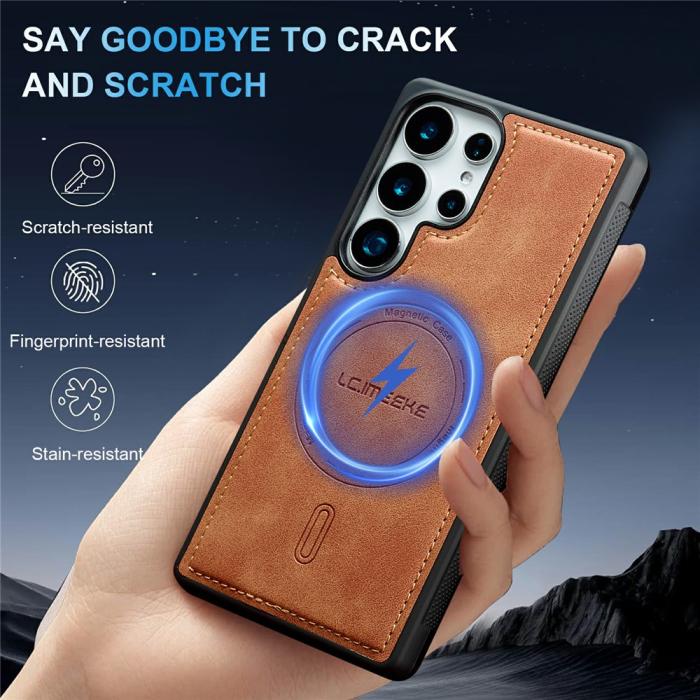 Bild 5, LC.IMEEKE Samsung Galaxy S26 Ultra Skal MagSafe Läder Brun