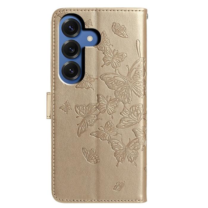 Bild 5, Samsung Galaxy S26 / S26 Pro Fodral Fjäril Tryck Guld
