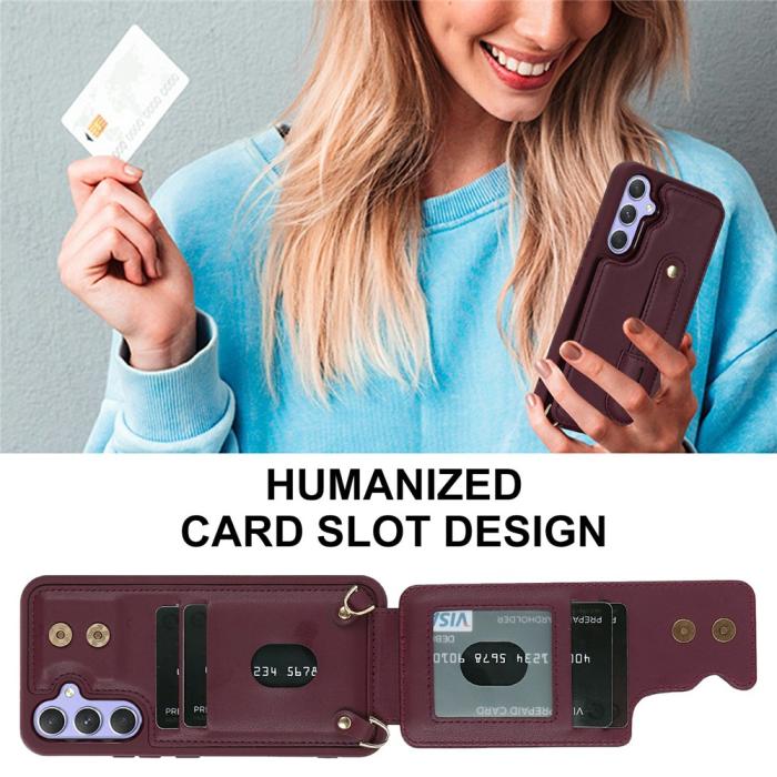 Bild 5, Samsung Galaxy S26 Skal Multifunktionellt Läder Vinröd