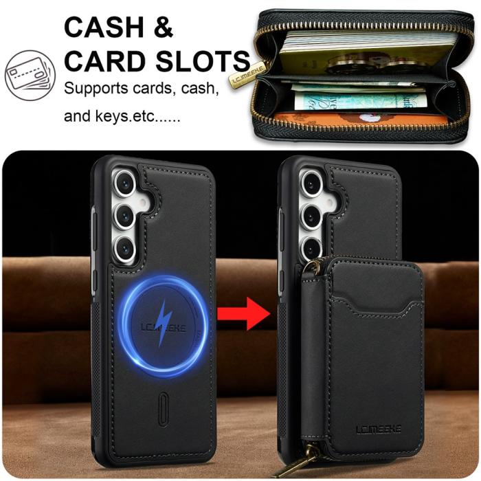 Bild 4, LC.IMEEKE Galaxy S26 / S26 Pro Skal Avtagbar Korthållare Svart