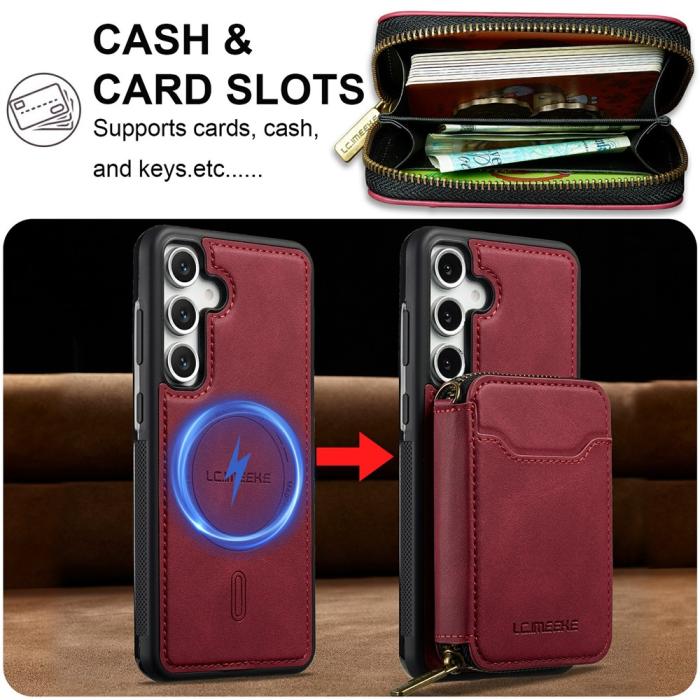 Bild 4, LC.IMEEKE Galaxy S26 Skal Avtagbar Korthållare Röd