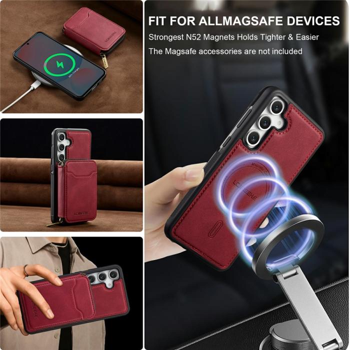 Bild 5, LC.IMEEKE Galaxy S26 Skal Avtagbar Korthållare Röd