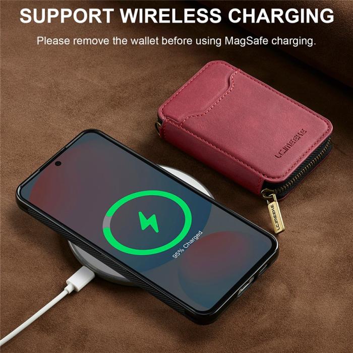 Bild 6, LC.IMEEKE Galaxy S26 Skal Avtagbar Korthållare Röd