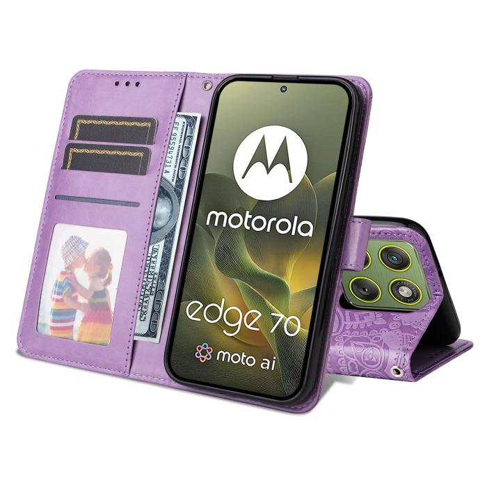 Bild 2, Motorola Edge 70 Fodral Mandala Läder Lila