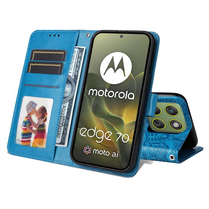 Bild 2, Motorola Edge 70 Fodral Mandala Läder Blå