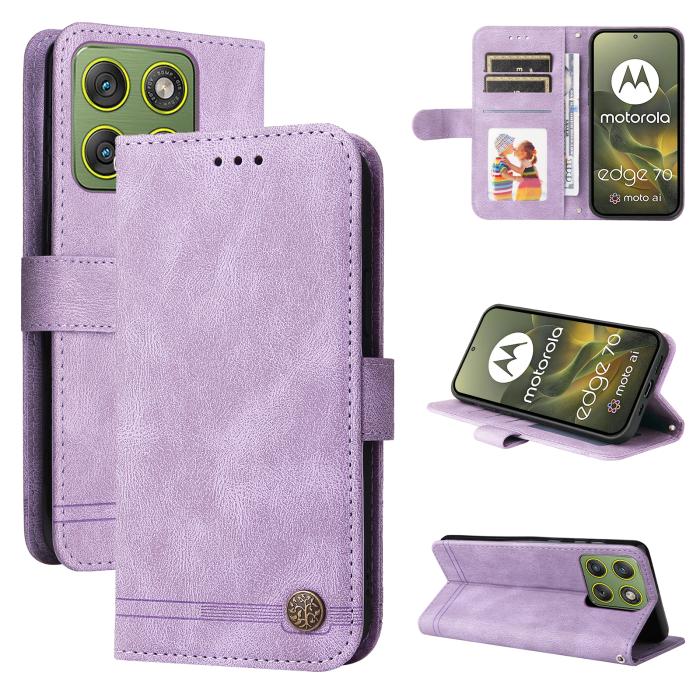Bild 3, Motorola Edge 70 Fodral Skin Touch Läder Lila