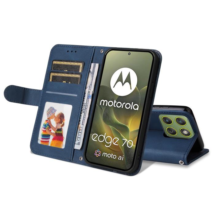 Bild 3, Motorola Edge 70 Fodral Skin Touch Läder Blå