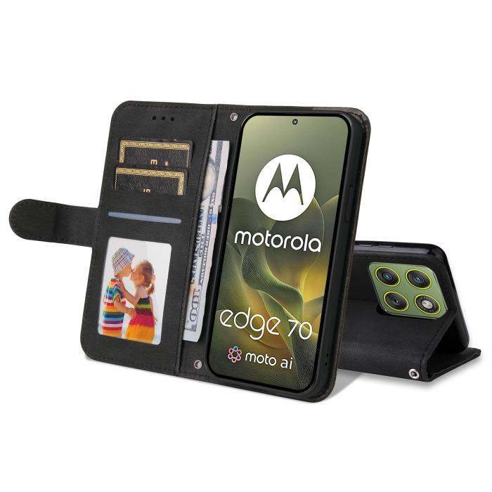 Bild 2, Motorola Edge 70 Fodral Skin Touch Läder Svart
