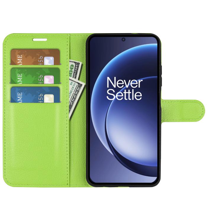 Bild 5, OnePlus 15 Fodral Litchi Läder Grön