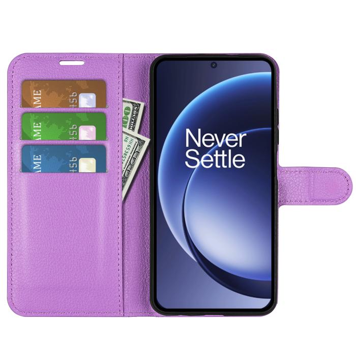 Bild 5, OnePlus 15 Fodral Litchi Läder Lila