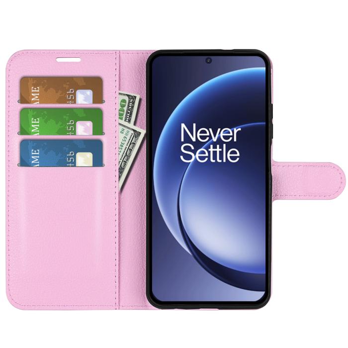 Bild 5, OnePlus 15 Fodral Litchi Läder Ljus Rosa
