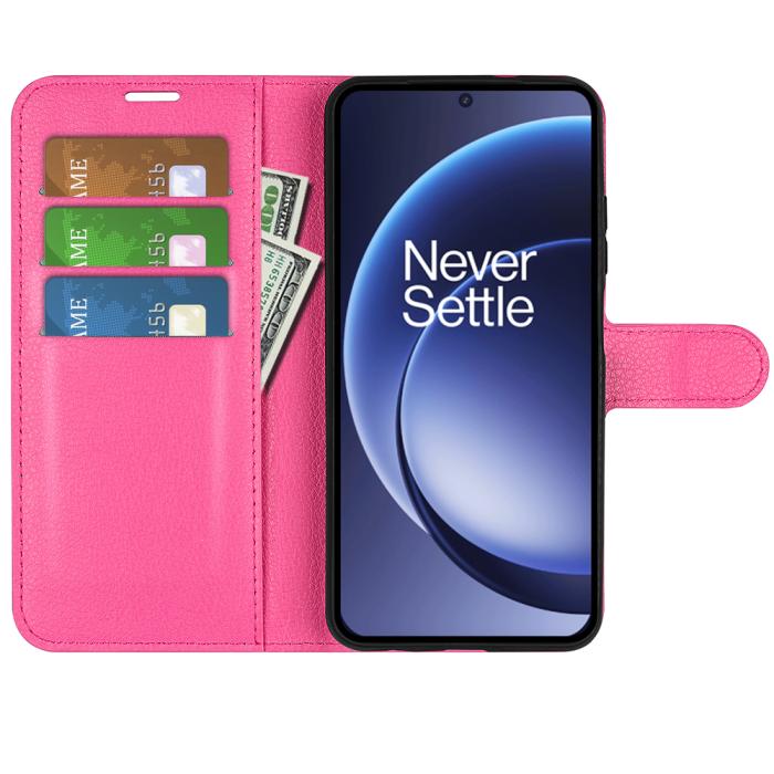 Bild 5, OnePlus 15 Fodral Litchi Läder Rosa