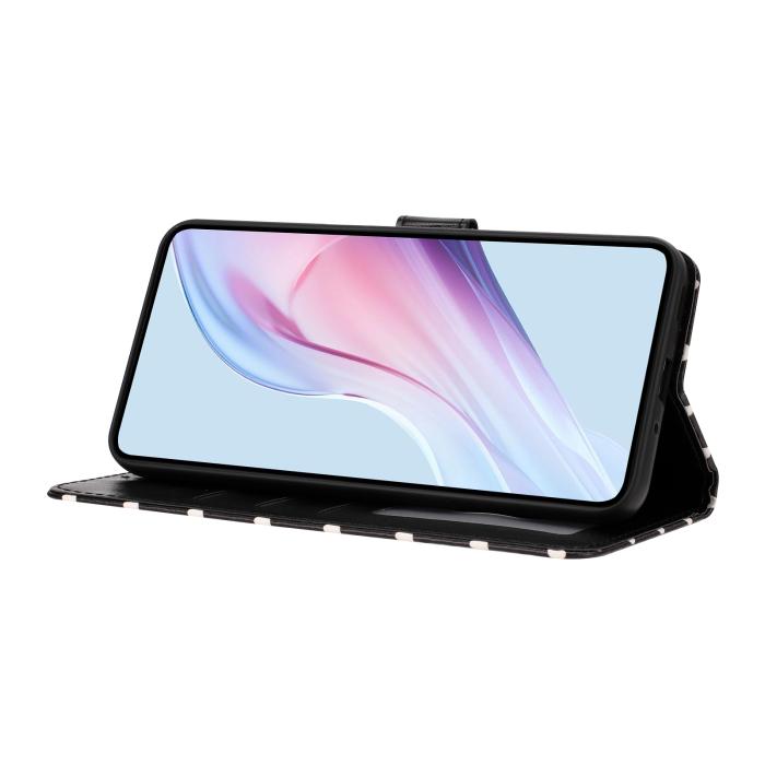 Bild 5, Motorola Edge 70 Fodral Polka Dot Läder Svart / Vit