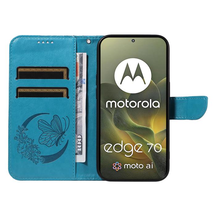 Bild 2, Motorola Edge 70 Fodral Med Fjäril Tryck Blå