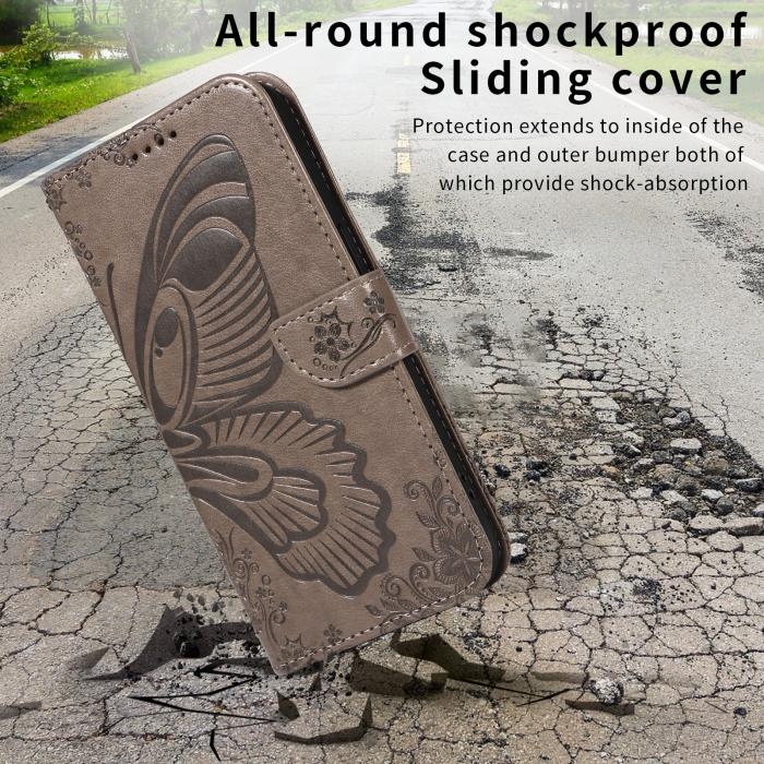 Bild 4, Motorola Edge 70 Fodral Med Fjäril Tryck Grå