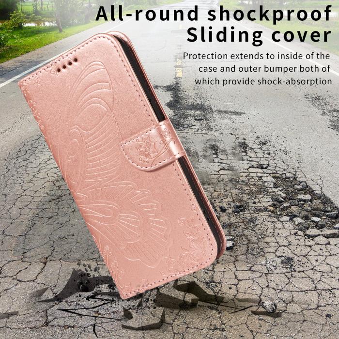 Bild 5, Motorola Edge 70 Fodral Med Fjäril Tryck Roséguld