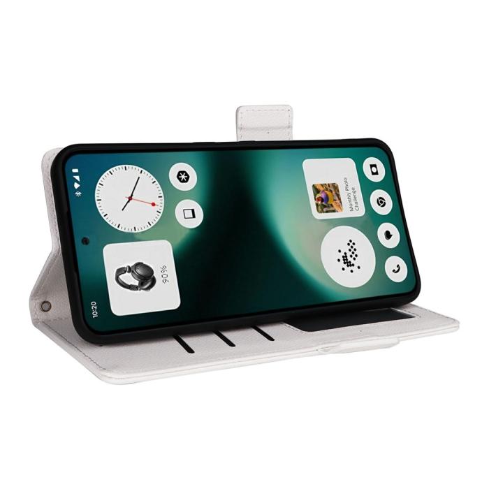 Bild 3, Nothing Phone 3a Lite Fodral Litchi Läder Vit