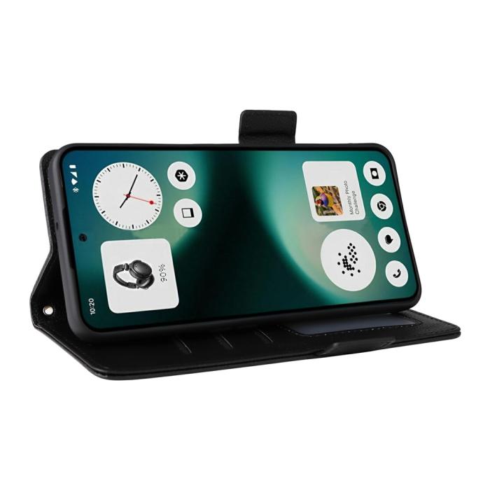 Bild 3, Nothing Phone 3a Lite Fodral Litchi Läder Svart