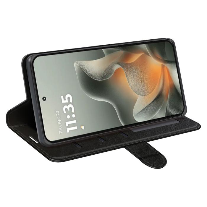 Bild 3, Motorola Edge 70 Fodral Crazy Horse Läder Svart