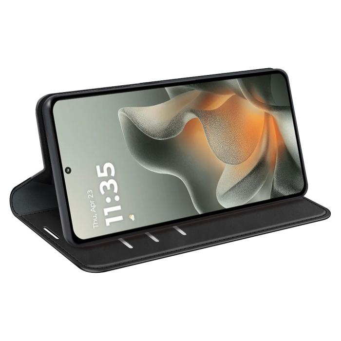 Bild 3, Motorola Edge 70 Fodral Flip Skin Touch Läder Svart