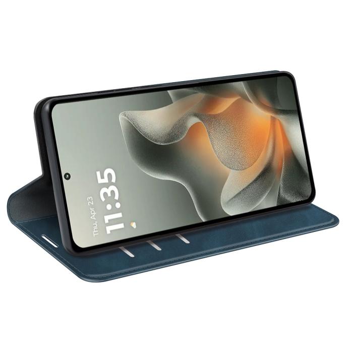 Bild 3, Motorola Edge 70 Fodral Flip Skin Touch Läder Blå