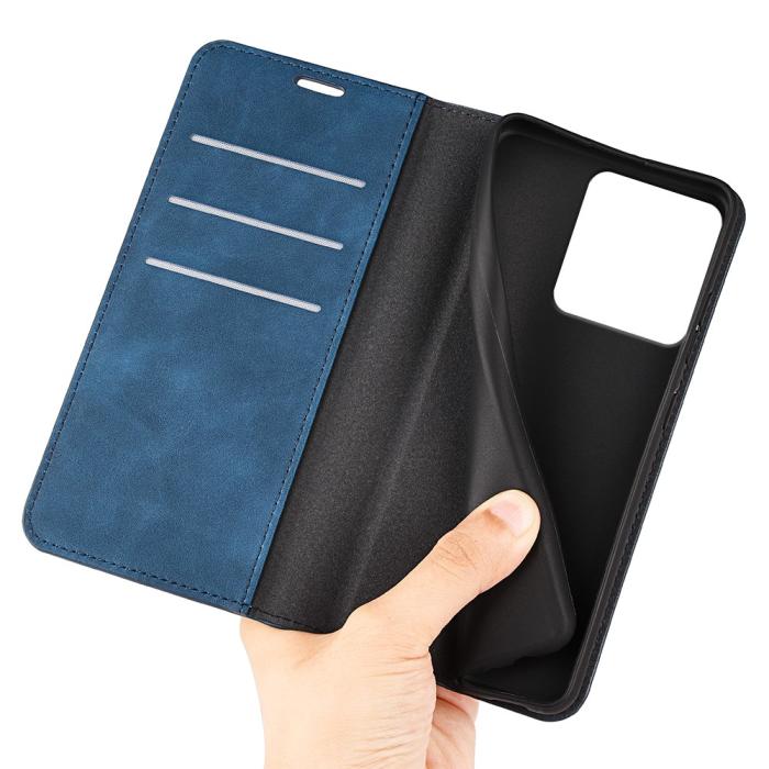 Bild 4, Motorola Edge 70 Fodral Flip Skin Touch Läder Blå