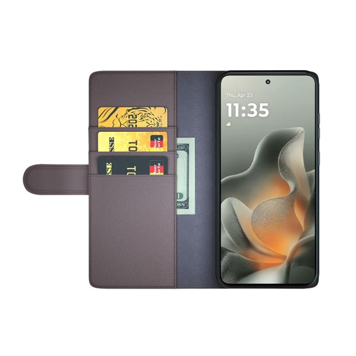 Bild 2, Motorola Edge 70 Fodral Premium Äkta Läder Brun