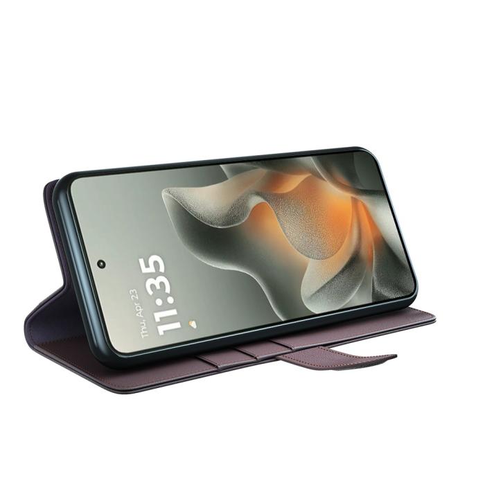 Bild 3, Motorola Edge 70 Fodral Premium Äkta Läder Brun