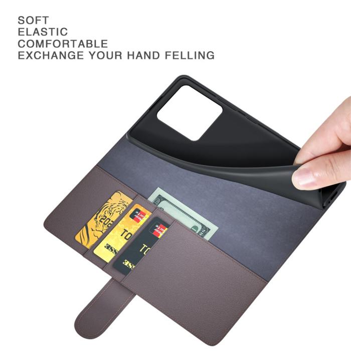 Bild 4, Motorola Edge 70 Fodral Premium Äkta Läder Brun